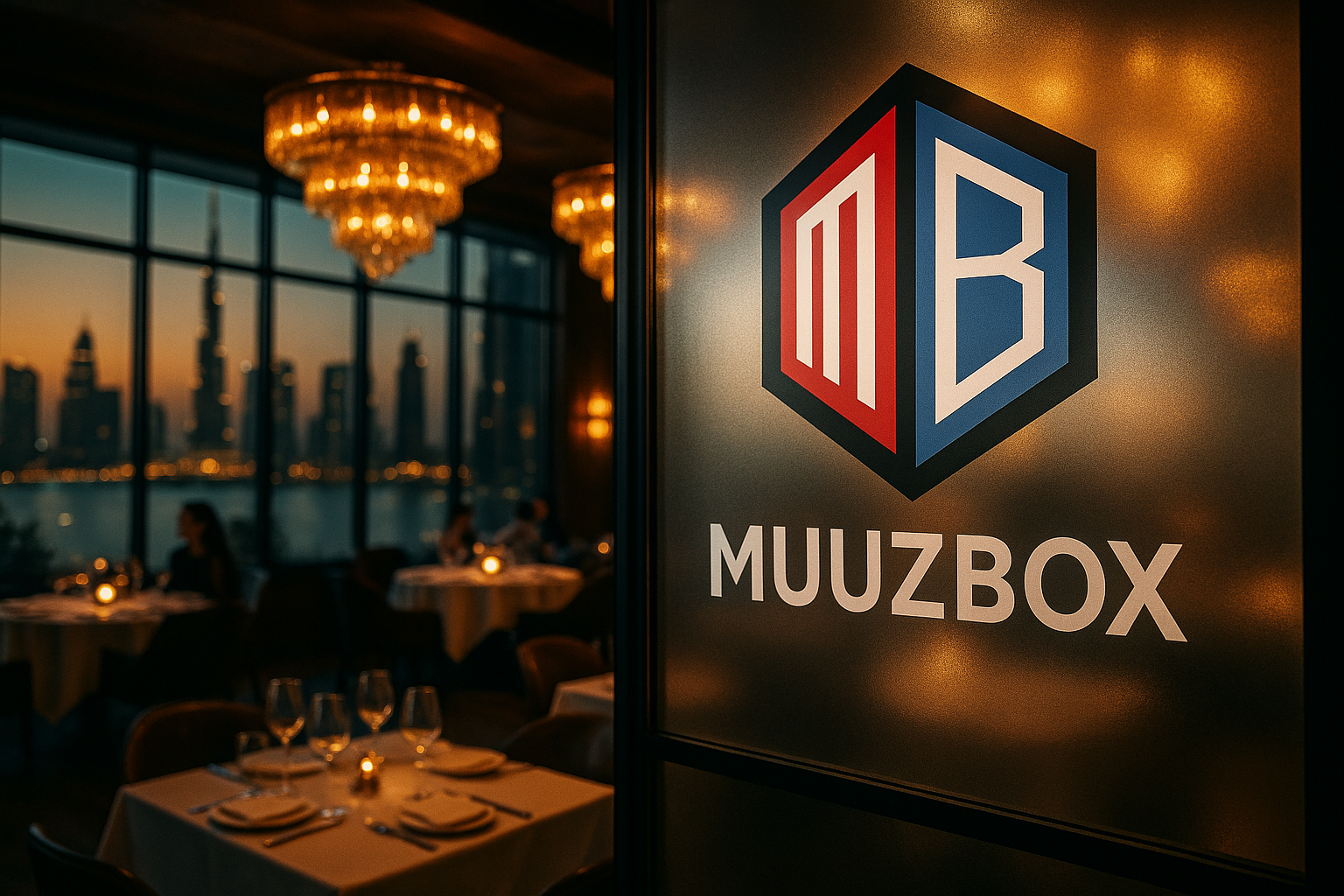 Upscale Dubai venue with Muuzbox branding